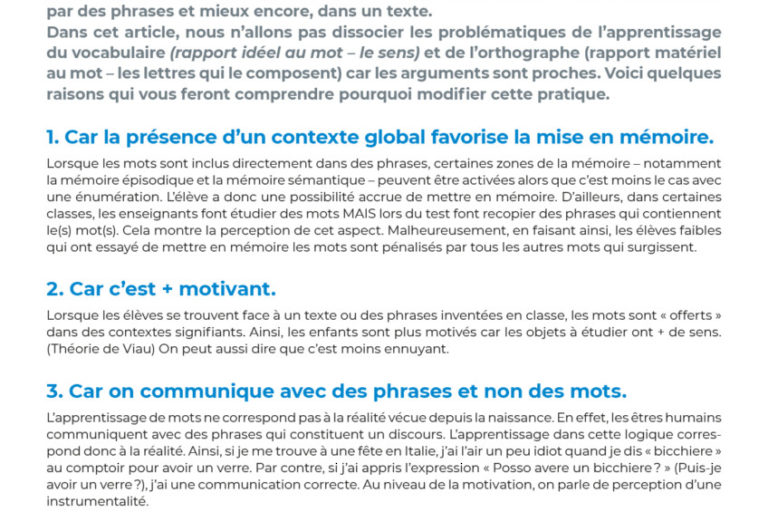 Pourquoi éviter l’étude de listes de mots ?