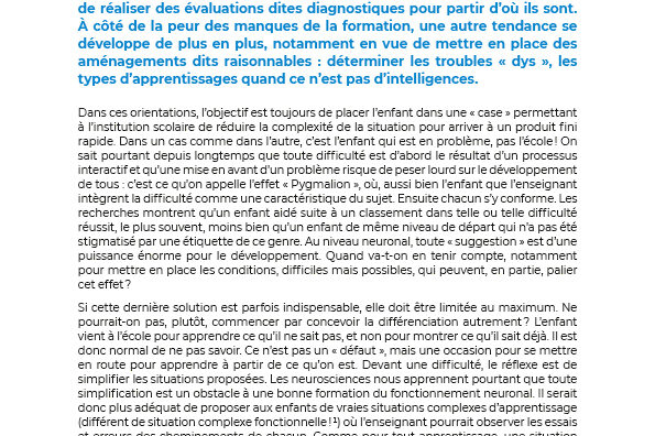 Pour une autre differenciation