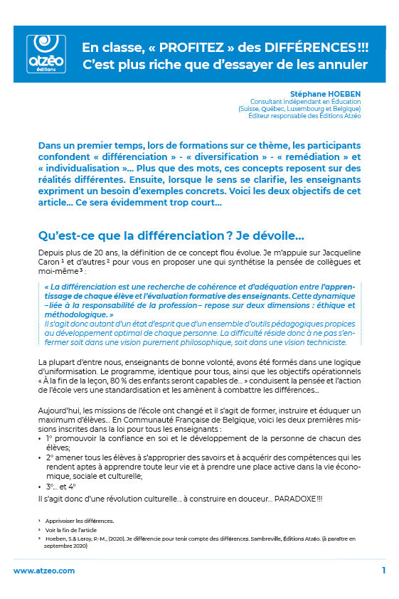 En classe, profitez des différences